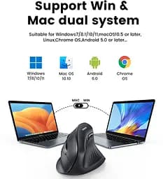 Мишка UGREEN 2.4GHz MU008 бездротова вертикальна 4000 dpi 4 кнопки чорний - мініатюра 6