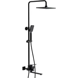 Душова система Frap F2462, поворотний вилив - перемикач на лійку, 3 режими, Чорний матовий