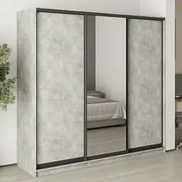 Шкаф-купе трехдверный MebelStar Стандарт BG 2ДСП/Зеркало 220x60x210 см Бетон (MBS-8386)
