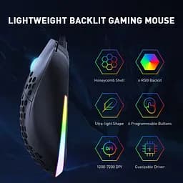 Комп'ютерна мишка Onikuma CW96 провідна з RGB підсвіткою 7200 DPI 8 кнопок легка для ПК і ноутбука - мініатюра 4