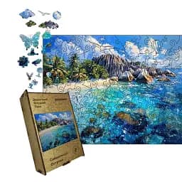 Дерев'яний фігурний пазл Сейшельські Острови, А4, Картонна коробка 100 елементів