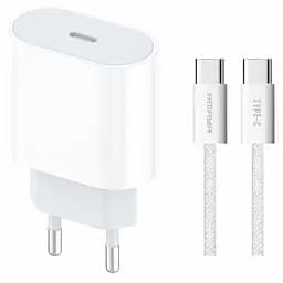 СЗУ Amaya E69S PD35W (1USB-C) + кабель Type-C to Type-C White