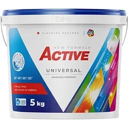 Порошок для прання Active Universal з ароматом свіжості відро + дозатор 5 кг