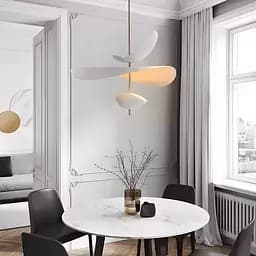 Дизайнерский светильник в белом корпусе с латунной трубкой Ø 60 см | Line F | Ст. MJ09-600 WT