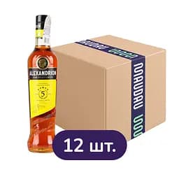 Упаковка міцного алкогольного напою Alexandrion 5 зірок 37.5% 6 л (0.5 л х 12 шт.)