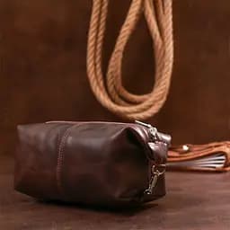 Шкіряна вінтажна косметичка Shvigel 16398 коричнева - мініатюра 6