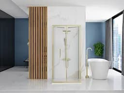 Душова кабіна Rea Rapid Fold 80x80 gold пристінна REA-KPL-09400, Золотий, Універсальна, прозорий, золотий - мініатюра 4