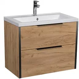 Тумба Мойдодир Line Craft 60 з умивальником Cosmo 60 дуб крафт/Чорний