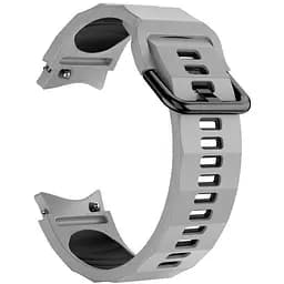 Ремешок для Samsung Galaxy Watch 4 40mm - серо-черный ширина крепления 20мм силикон размер L Watchbands Ribbed (W11-1WB49519154)