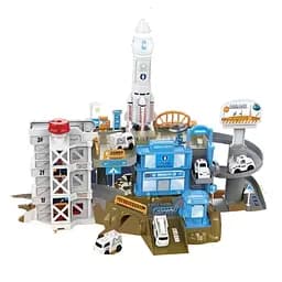 Трек ZX 066 A Космическая станция свет, озвучивание на английском языке, ракета, 4 модели транспорта, 2 механических лифта