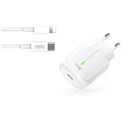 Мережевий зарядний пристрій XO L113 PD 20W (1USB-C) з кабелем Type-C - Lightning білий