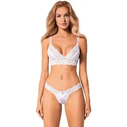 Комплект эротического белья: бюстгальтер и стринги Obsessive Heavenlly XL/2XL белый