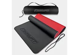 Коврик для йоги и фитнеса EasyFit TPE+TC 6 мм двухслойный + Чехол черный с красным (EF-1924s-BR)