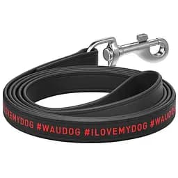 Поводок для собак Waudog Design кожаный рисунок "Я люблю свою собаку", L-XXL черный