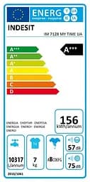 Пральна машина Indesit фронтальна, 7кг, 1200, A+++, 49.6см, дисплей, пара, інвертор, люк чорний, білий - мініатюра 10