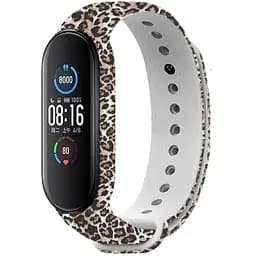 Ремінець Uwatch TPU Replacement Print Design Wrist Strap for Mi Band 5/6/7 Leopard Dark