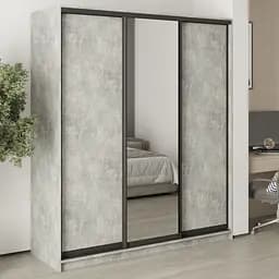 Шкаф-купе трехдверный MebelStar Уни BG 2ДСП/Зеркало 180x45x210 см Бетон (MBS-8134)