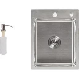 Мийка для кухні Lidz Handmade H4050 інтегрована 3.0/1.0 мм Brushed Steel (LDH4050BRU39258)