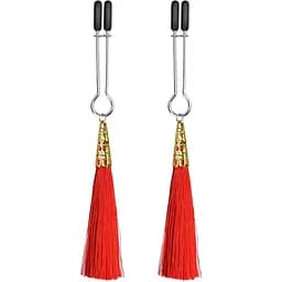 Зажимы для сосков с кисточками Lovetoy Glamor Tassel Nipple Clamp 14 см красный