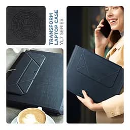 Чохол-конверт для ноутбука 14 , Laptop Sleeve Stand YL7 чорний, універсальний, з підставкою, магнітна застібка, захисний чохол зі штучної шкіри з підкладкою та внутрішньою кишенею, ArmorStandart (ARM69065) - мініатюра 4