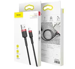 Кабель Baseus cafule Cable USB For lightning 2.4A 1 м Червоний + Чорний - мініатюра 2