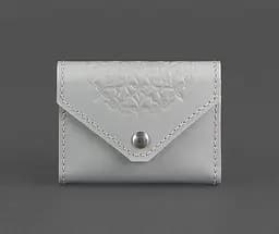 Женский кожаный кард-кейс 3.0 (гармошка) серый с мандалой