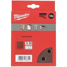 Папір шліфувальний MILWAUKEE, 115x107мм HL, зерно 80, (10шт)