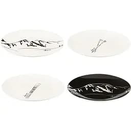 Комплект тарілок J-line різдвяні гори лижі 21 см 4 шт. (49244)