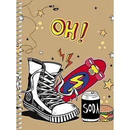 Блокнот для записей Student, В6, в клеточку, спираль, 80 л., Скейтборд (B6-SC-080-6105K)