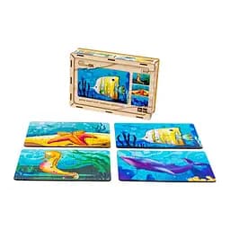 Детский деревянный пазл Морские жители 4 в 1 Puz-57896, 80 элементов
