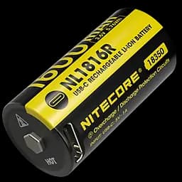 Аккумулятор 18350 Nitecore NL1816R 1600mAh с USB-C зарядкой (Черно-желтый)
