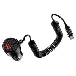 Автомобільний зарядний пристрій XO CC59 car charging built in Type-C with cable (Type-C to Type-C 110W) Чорний