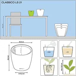 Вазон Lechuza Classico Premium LS 21 срібний (16028) - мініатюра 5