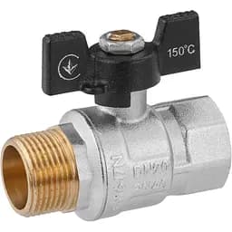 Кран кульовий Kroner 3/4" ВЗ PN40 метелик, нікельований (CV033210)