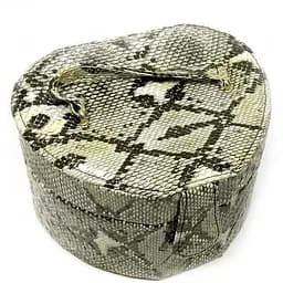 Шкатулка Серце для прикрас зміїна шкіра чорно-сіра 13х15х10 см