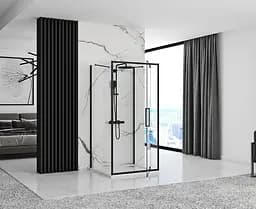 Душова кабіна Rea Rapid Swing 80x80 black REA-KPL-009949, Чорний матовий, Універсальна, прозрачний, Чорний матовий - мініатюра 5