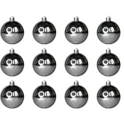 Набір ялинкових куль 12 шт D6 см сірий глянець пластик (251154)