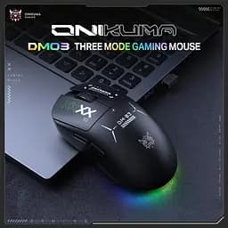 Комп'ютерна мишка Onikuma з RGB підсвіткою 12000 DPI 3 режими підключення Bluetooth / 2.4GHz / дротове - мініатюра 2