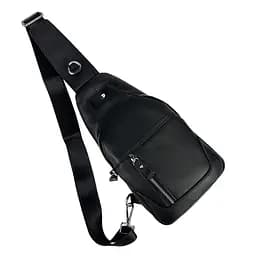 Шкіряний чорний слінг через плече Tiding Bag A25F-6809-1A чорний - мініатюра 7