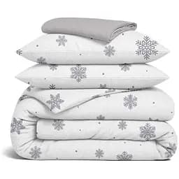 Комплект постільної білизни Cosas Snowflakes silver CS2 Євро фланель срібло (Flannel_SnowflakesSilver_El180-38Shadow_200)