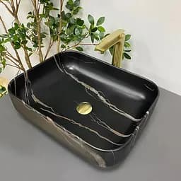 Умивальник VBI Palermo black stone matt накладний VBI-012306, Чорний матовий