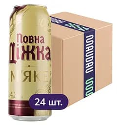Упаковка пива Повна Діжка Мягкое светлое 4.2% 12 л (0.5 л х 24 шт.) ж/б