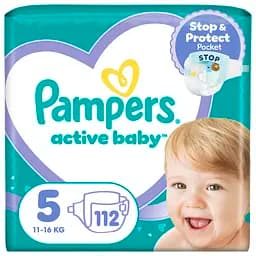 Дитячі одноразові пiдгузники Pampers Active Baby Junior розмір 5 (11-16 кг) 112 шт.