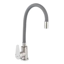 Смеситель для кухни Zerix Fox-011 с серым гибким изливом ZX4834 Нержавеющая сталь