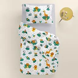 Дитяча постільна білизна в ліжечко ZOO ANIMALS CS2, м'ята (AnimalsZooPaws_52Grey_140) - мініатюра 2