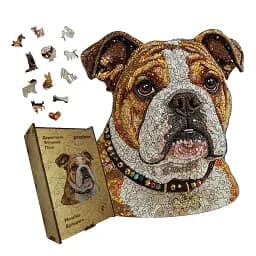 Дерев'яний фігурний пазл Мозаїка Бульдога, А2, Картонна коробка 300+ елементів