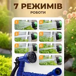 Шланг для поливу садовий Workpro Magic Hose 7.5 м, Шланг-Xhose, що розтягується, для саду та городу з розпилювачем (синій / зелений)  - мініатюра 8