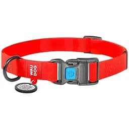 Нашийник для собак Waudog Waterproof, коллартекс, водостійкий, з QR паспортом, пластикова пряжка-фастекс, 24-40х2 см, червоний