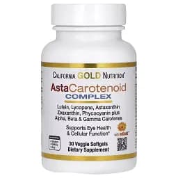 Комплекс астакаротиноидов, лютеин, ликопин, астаксантин California Gold Nutrition AstaCarotenoid Complex, Lutein, Lycopene, Astaxanthin Complex 30 вегетаріанських капсул