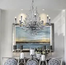 Кришталева срібна люстра репліка Lily Buds на 6 ріжків-підсвічників Line.F MD 8058-6 Satin